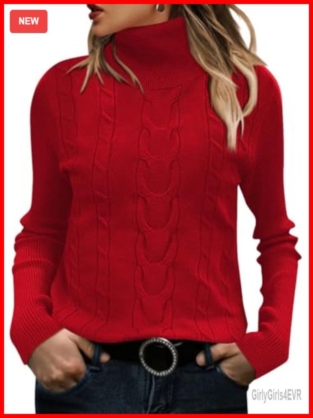Women's Ribbed Knit Turtleneck Pullover Winter Sweater